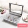 Arabest Velvet Glass Ring Display Box Jewelry Holder Storage Organizer Case (Ring Box Gray)