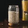 1Chase Borosilicate Stripe Glass Food Storage Jar With Acacia Wood Air Tight Lid, Handmade Glass Canister For Kitchen Pantry Organizer, For Storing Pasta, Nuts, Coffee, Snacks, Set Of 2, (700 ml)