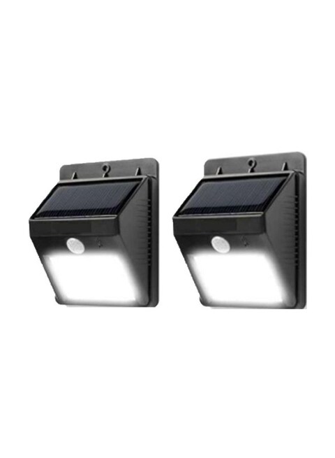 2-Piece LED Solar Powered Motion Sensor Wall Light Set أسود 125x96x50ملليمتر