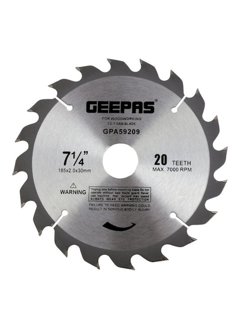 Geepas Circular Saw Blade Silver/Black 185X2X30mm