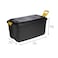Strata Made in UK Heavy Duty Outdoor Storage Box with Lid, Wheels and Handle, Storage Trunk 110 Litres, 77L x 42W x 50.5H cm - Black-STR-XW438-BLK/YEL-EX