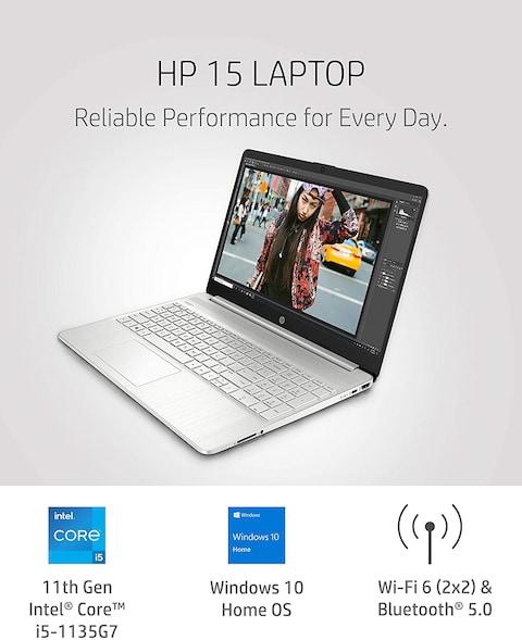 HP 15 Laptop, 11th Gen Intel Core i5-1135G7 Processor, 8 GB RAM, 256 GB SSD Storage, 15.6&quot; Full HD IPS Display, Windows 10 Home, HP Fast Charge, Lightweight Design (15-dy2021nr, 2020)