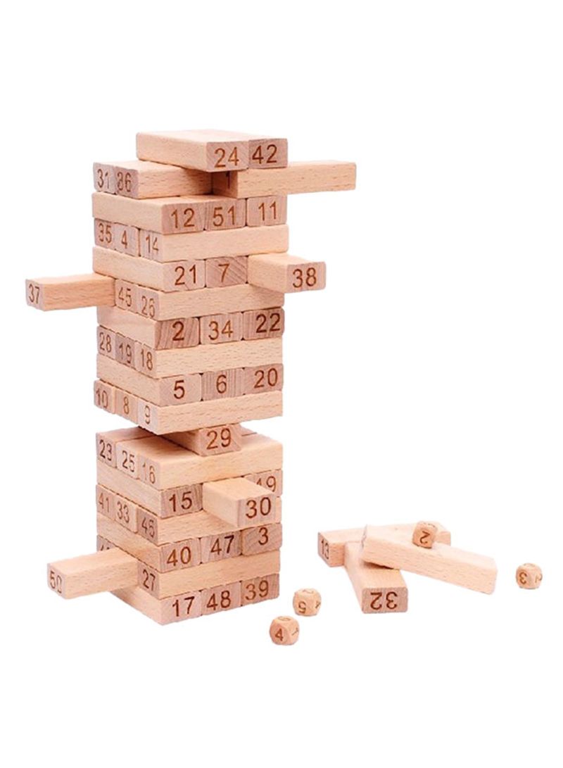 Generic - 48-Piece Wooden Large Digital Number Jenga