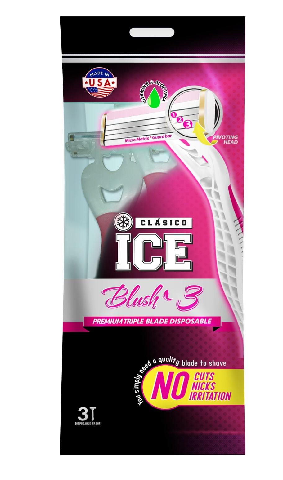 Buy Clasico Ice Blush 3, Disposable Triple Blade Razor, For Women ...