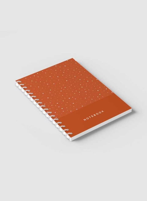 Lowha Spiral Notebook With 60 Sheets And Hard Paper Covers With Abstract Dots Orange Design, For Jotting Notes And Reminders, For Work, University, School