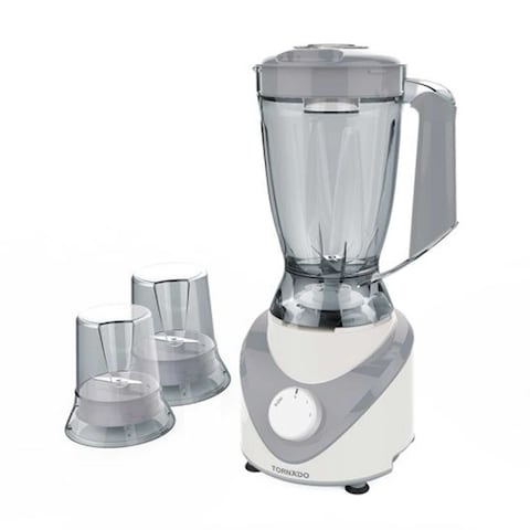 خلاط كهربائي تورنيدو 500 وات 1.5 لتر 2 مطحنة - رمادي - BL500/2-GRAY