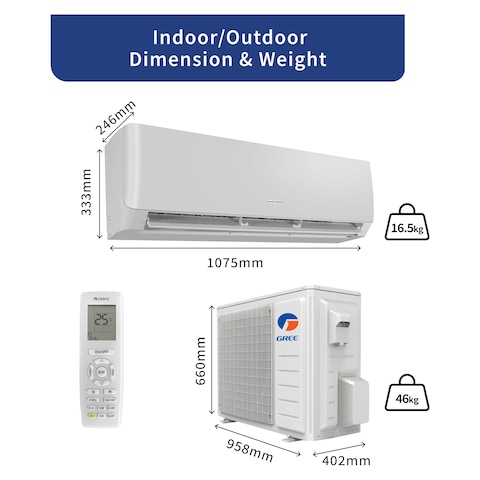 Gree Pular Series Split Air Conditioner R24C3 White 2.0 Ton