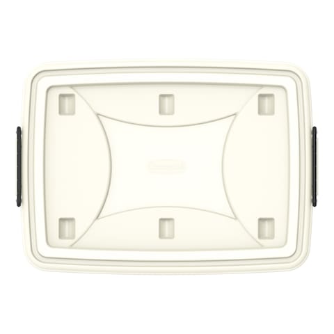 Cosmoplast Plastic Storage Box With Wheels And Lockable Lid White And Clear 82L