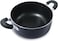 Homeway 28cm Cooking Pot With Glass Lid, 3mm Thickness, Induction Friendly, Soft Touch Bakelite Handles, 3 Layer Non-Stick Coating, HW252, Black