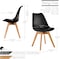 4 Piece Natural Wood Legs Mid Century Modern DSW Molded Shell Lounge Plastic Arm Chair for Living, Bedroom, Kitchen, Dining, Waiting Room (BLACK A)