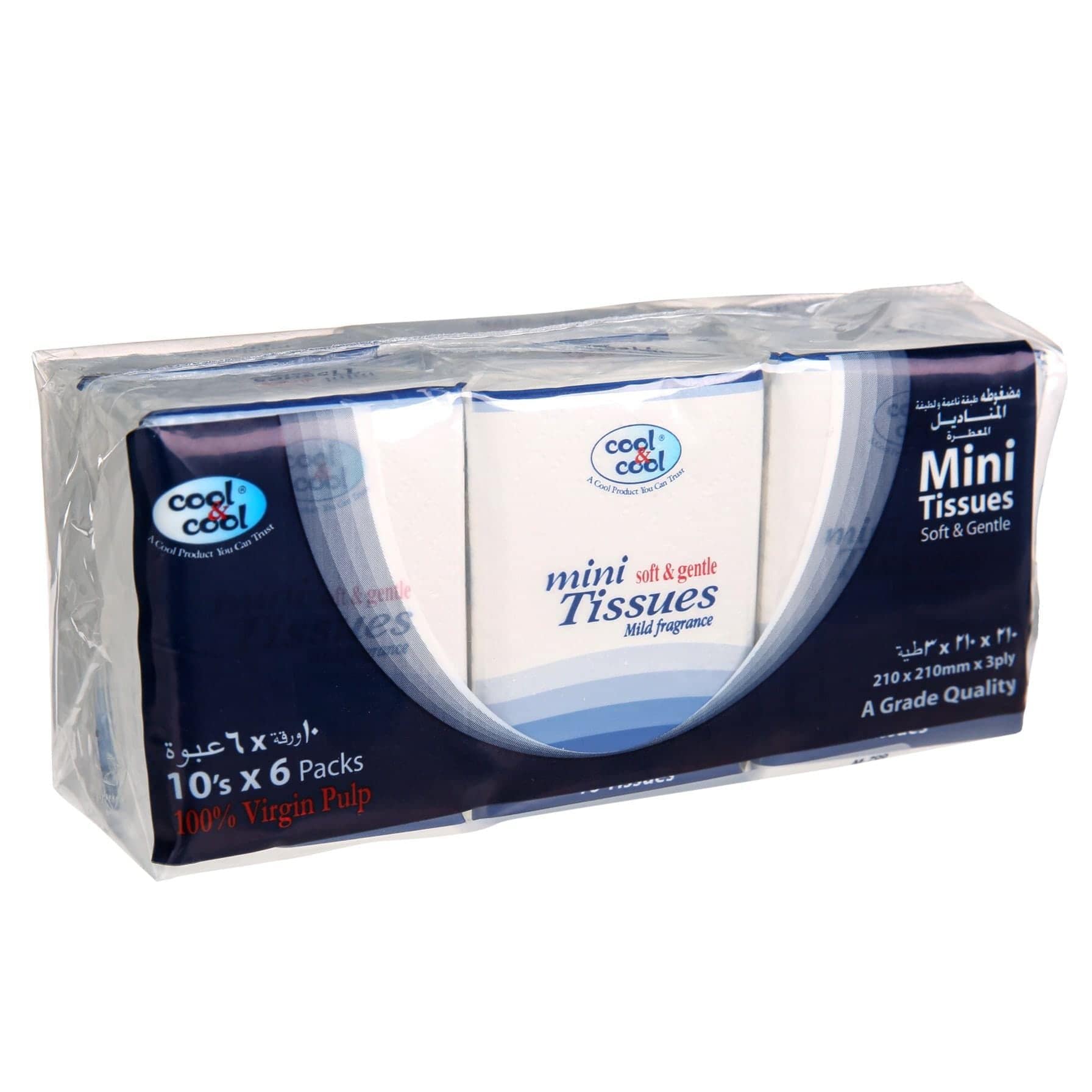 Buy Cool & Cool 3 Ply Compact Mini Tissues (21 x 21 cm, Pack of 6, 10 ...