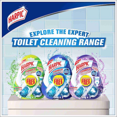 Harpic Flushmatic Jasmine In-Cistern Toilet Cleaner, 50g (Pack of 3)