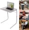 Ntech Foldable AssembLED Table TV Tray Portable Folding Snack Table - Adjustable Sofa Side Table, Bed Laptop Desk Table For Breakfast Home Use White
