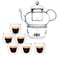 LIYING Double Wall Glass Teapot Set Combined With  Teapot 1 x 600ml ,1 Candle Warmer , Small Coffee Mug  [6 x 60ml], Heat-resistant Stovetop Dishwasher Safe Teapot with Removable Filter ,Blooming and