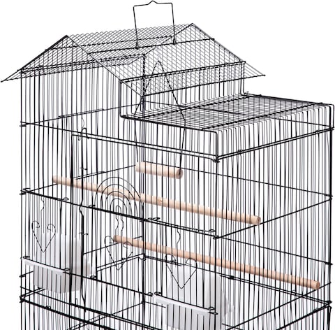 Egardenkart® Roof Top Large Bird cage with Rolling Stand for Cockatiel Sun Conure Parakeet (Black)