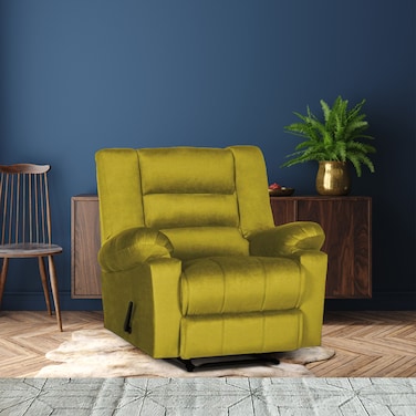 إن هاوس كرسي استرخاء ثابت منجد بالمخمل - ذهبي - Nice 02