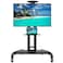 Mobile TV Cart Rolling TV Stand With Wheels for 32-75 Inch LED LCD Flat Curved Screens, Height Adjustable Trolley Floor Stand with Shelf For Home Office
