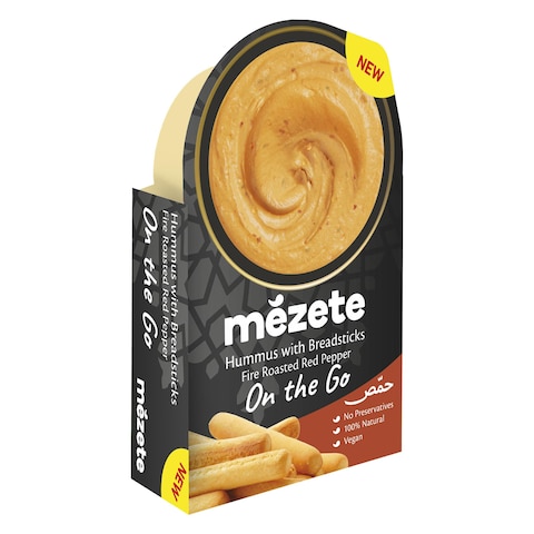 Mezete Fire Roasted Red Pepper Hummus With Bread Sticks 92g