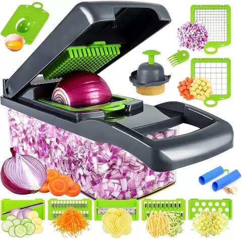 Generic SMK Vegetable Chopper, Multifunctional 14 In 1 Food Chopper With Garlic Peeler