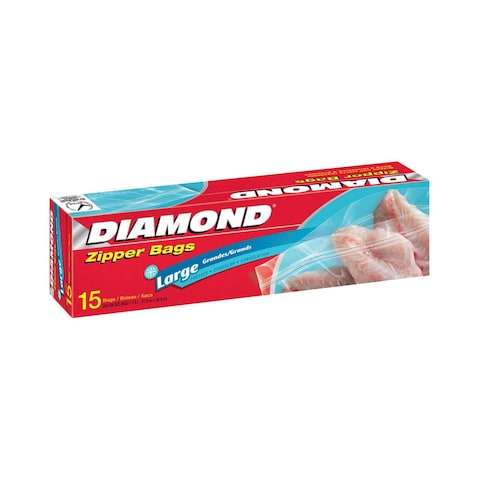 Diamond Freezer Zipper Large Clear 15 Bags