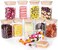 1CHASE&reg; Borosilicate Square Glass Storage Jars with Wooden Lid, Mini Jars with Label for Kitchen Pantry, Suit for Sugar, Salt, Coffee, Tea, and Other Dry Food Storage 10 PCs set