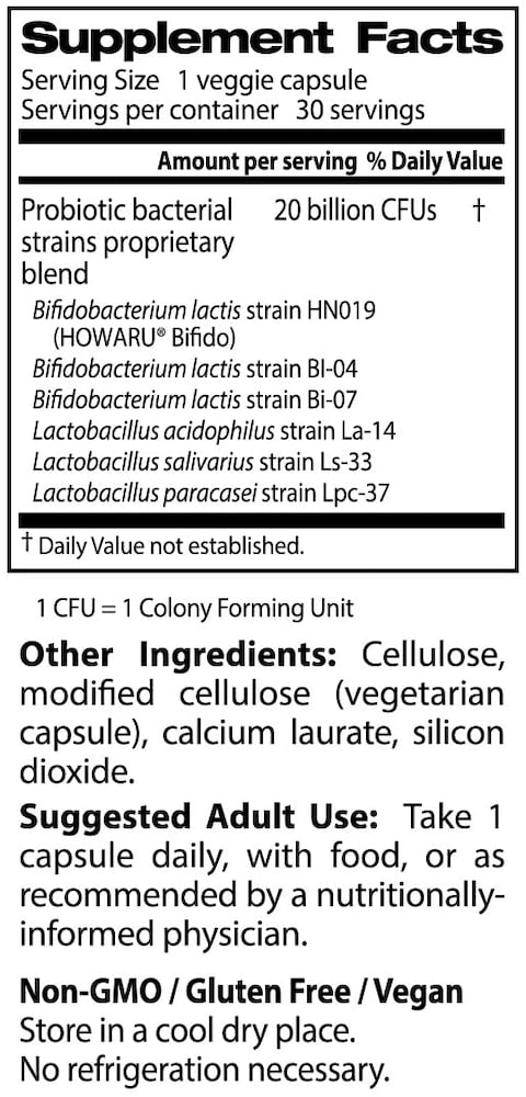Doctor&#39;s Best Probiotic, Non-Gmo, Gluten Free, Vegan, 20 Billion Cfu, 30 Veggie Caps