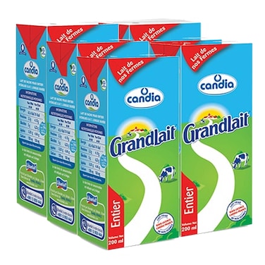 Candia Uht Milk Full Fat 180ML X6