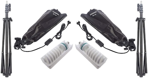 DMK Power Coopic Su-101 Photography Rectangle Continuous Softbox Lighting Kit: (2) 50X70cm Softbox (2) Light Stand (2)85Watt Bulb For Photo Studio Equipment Set