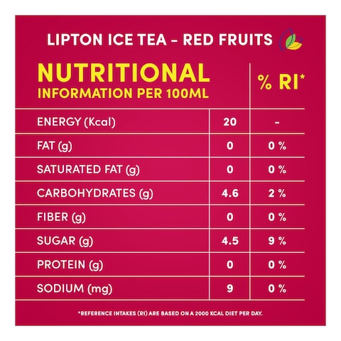 Lipton Red Fruits Ice Tea Non-Carbonated Low Calories Refreshing Drink 290ml Pack of 6