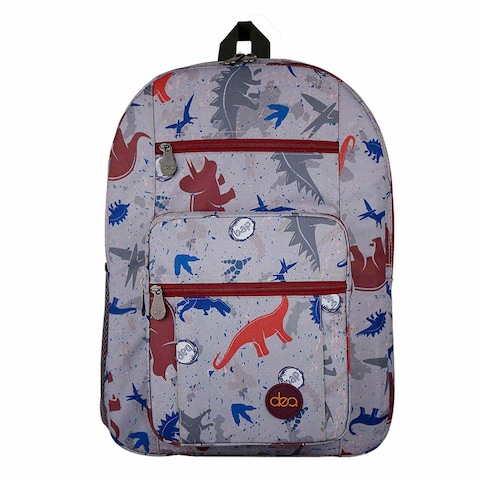 Dea School Backpack - Grey Dinosaur Design