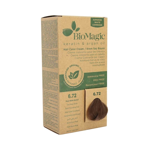 Biomagic Keratin And Argan Oil Hair Colour 6.72 Dark Beige Blonde 60ml ...