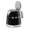 Smeg 50's Style Mini Electric Kettle KLF05BLUK, 1400 W, 0.8 L, Black, Stainless Steel, Glossy Finish