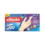 Buy Vileda Latex Disposable Medium Gloves Beige 100 PCS in UAE