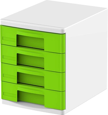Cosmoplast 4 Tiers File Cabinet A4 Drawers, Lime Green