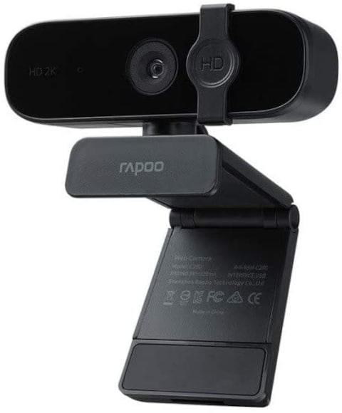 Rapoo C280 2K Webcam USB HD Webcam For Laptops, Built In Omni Directional Dual Noise Reduction Microphone, Wide Angle 360&deg; Rotational- Black