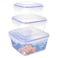 الوطنية طقم علب حفظ طعام مربعة - 3 قطع