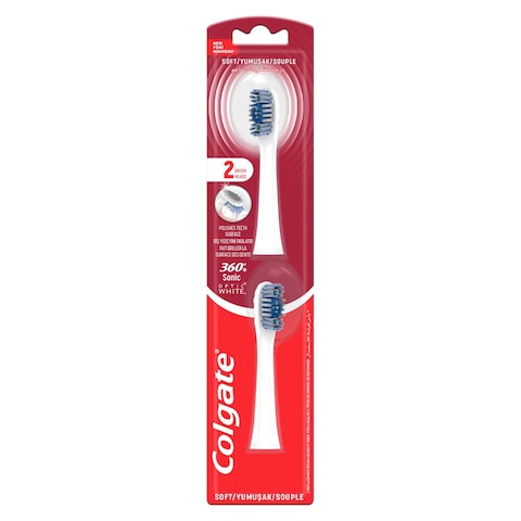 Colgate 360 Sonic Battery Powered Toothbrush Head Refills Optic White Soft Multi Pack 2 Pcs