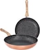 Royalford Frying Pan Set With Durable Marble Coating, 2 Pc &ndash; Induction Safe Non-Stick Frying/Saute Pan, Die-Cast Aluminium Build With Metallic Copper Coated Exterior &ndash; Skillet Fry Pan Set (22 &amp; 26 cm)