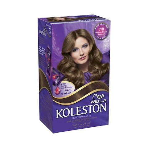 Well Koleston Oil Permanent Hair Color Cream 7/0 Medium Blonde