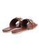 AMICA Nora Women's Square Open Flat Slide Leather Sandals with Embellished Trim Perfect for Business Casual, Evening, Event in Brown