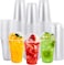 Lavish 8 Oz Disposable Crystal Clear PET Plastic Cups With Dome Lids [100 Sets] For Picnic, Travel, And Events