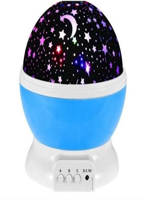 Generic Star Moon Rotating Night Projector Lamp Blue/Black/White