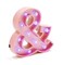 LED Marquee Ampersand Light Sign Wooden Pink (&amp;) 25cm