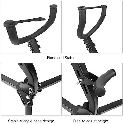 Mike Music Alto Tenor Saxophone Stand Display Instrument Accessories Metal Material Triangle Base Design Folding Portable Adjustable (S1)