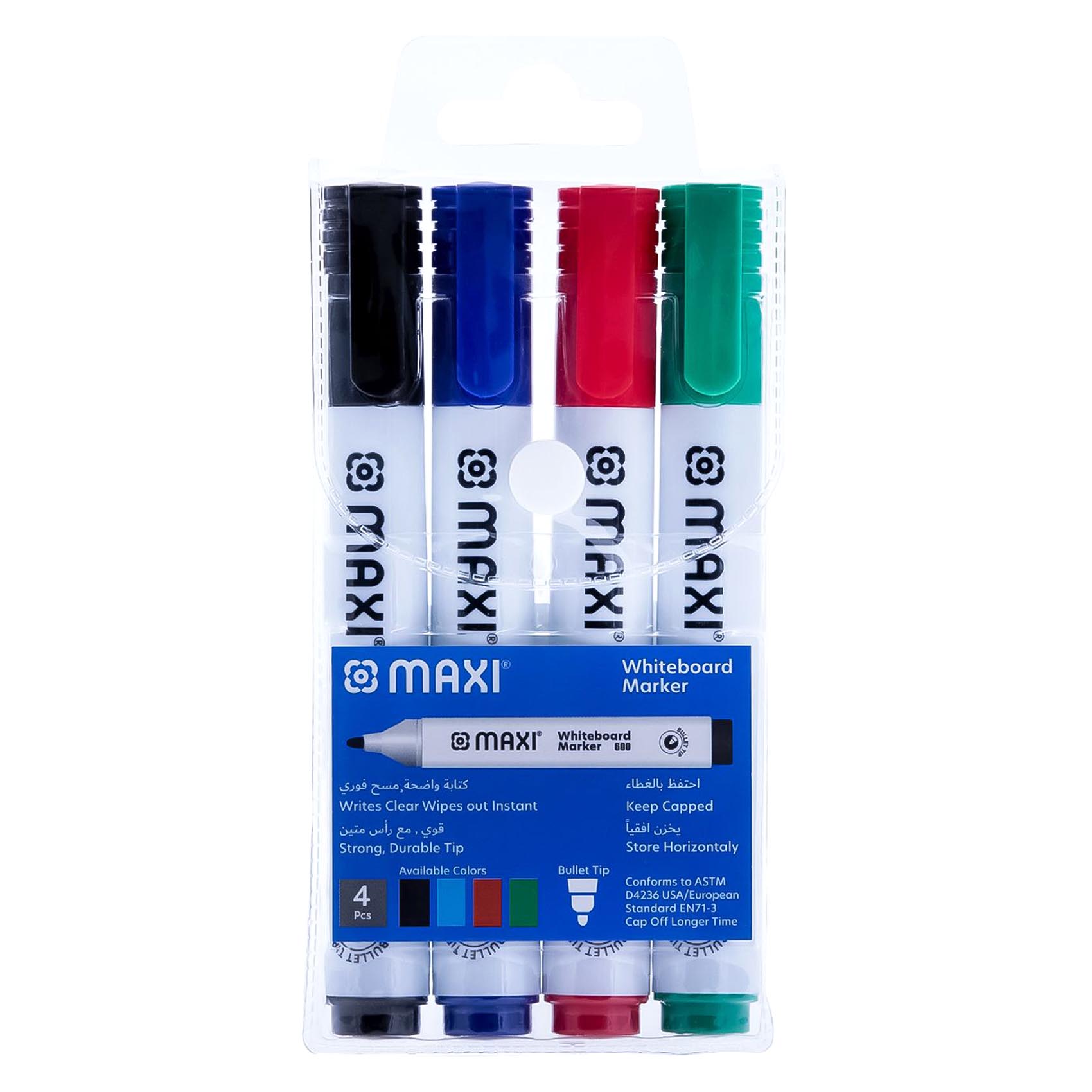 Maxi Bullet Tip Whiteboard Marker 600 Multicolour 4 PCS