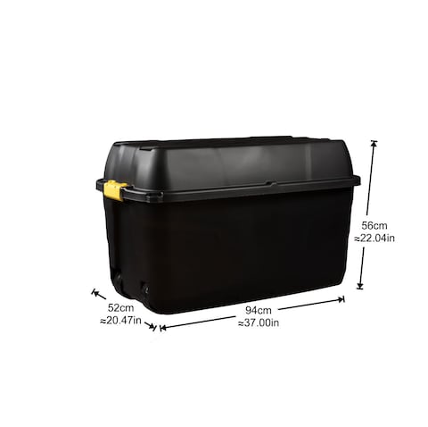 Strata - Heavy Duty Storage Box with Wheels - 175 Litre - 94 x 52 x 56 cm - Made in UK