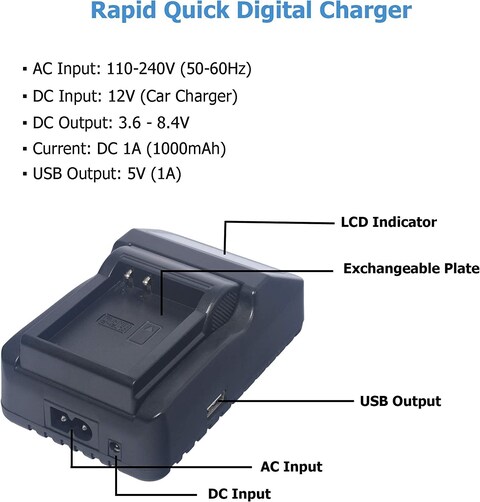 DMK Power EN-EL19 Quick Rapid Battery Charger Compatible with Nikon Coolpix S2500/ S3100/ S4100/ 3200 Etc Cameras&hellip;