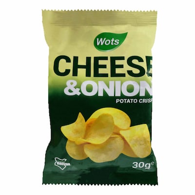 Wots Cheese And Onion Potato Crisps 30G