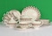XIANGYU Dinner Set Porcelain Gold, 24pcs tea set; (12)pcs tea cup/saucer, (1) 10'5 flat plate, (6) 7'5 flat plate, (2) tea pot, (2) sugar pot, (1) milk pot. New Ceramic Bone China, The rich and colorf