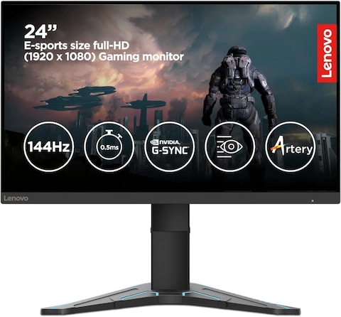 Lenovo Gaming G-Series - G24-20, 23.8 Inch (60.452 cm) 1920 X 1080 Pixels FHD IPS Monitor LCD, 165HZ, 0.5MS, 99% SRGB, 350 Nits, Amd Freesync Premium, HDMI 2.0, DP, Height Adjust Stand (Raven Black)